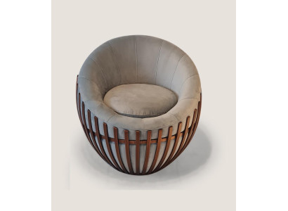 Designer gray armchair living room furniture upholstered seat textile armchair lounge club