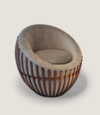 Designer gray armchair living room furniture upholstered seat textile armchair lounge club