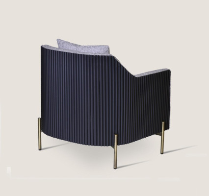 Gray single luxury armchair stainless steel legs living room furniture wooden frame
