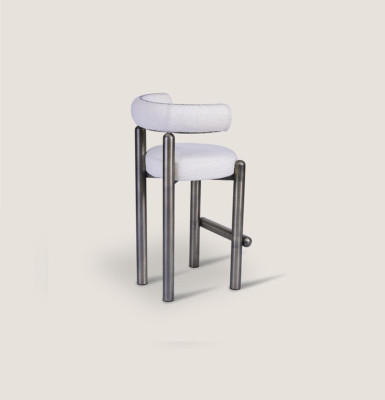 Designer white bar stool with stainless steel legs luxury single-seater bar furniture
