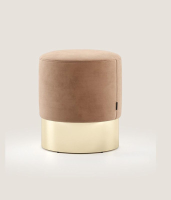 Beige Footstool Designer Pouf Side Stool Upholstered Furniture Textile