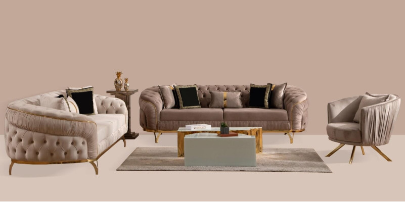 Chesterfield Sofa Set 3-2-1 Seater Design Upholstered Sofa Suite Set