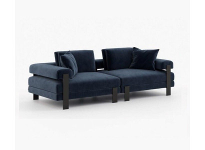 Sofa 2-seater upholstered sofa blue fabric design modern couch sofas luxury