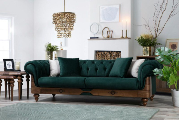 Modern Chesterfield Sofa Set 3+3 Seater Luxury Living Room Couch