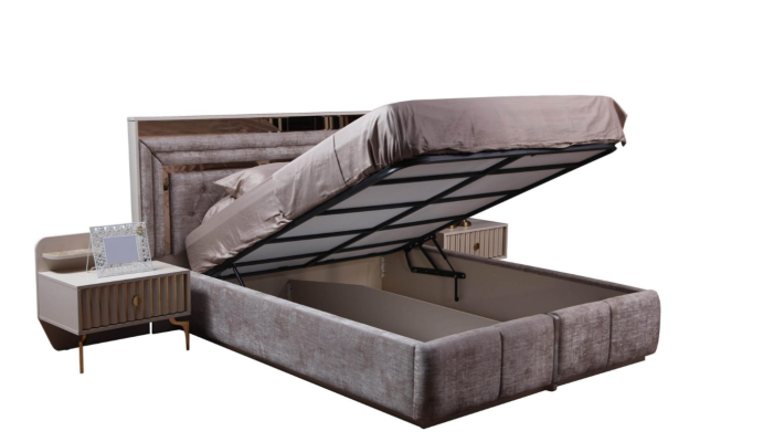 Modern bedroom complete set bed nightstands designer furniture