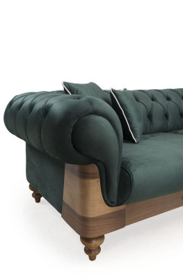 Green Chesterfield three-seater couch, living room sofas, seating furniture, couch.