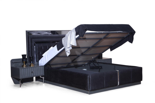 Black luxury Chesterfield double bed modern bed frames wooden furniture