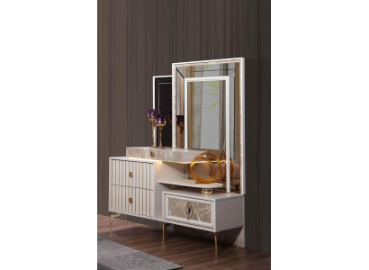 White vanity table bedroom designer wooden console with mirror new