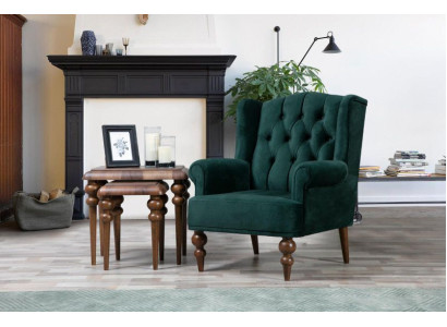 Classic Chesterfield Green Armchair Wingback Armchair Upholstered Single Seater