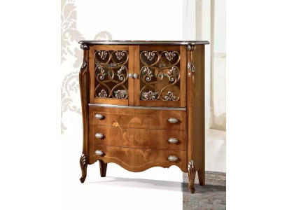 Classic Brown Antique Style Chest of Drawers with 3 Drawers Living Room Storage