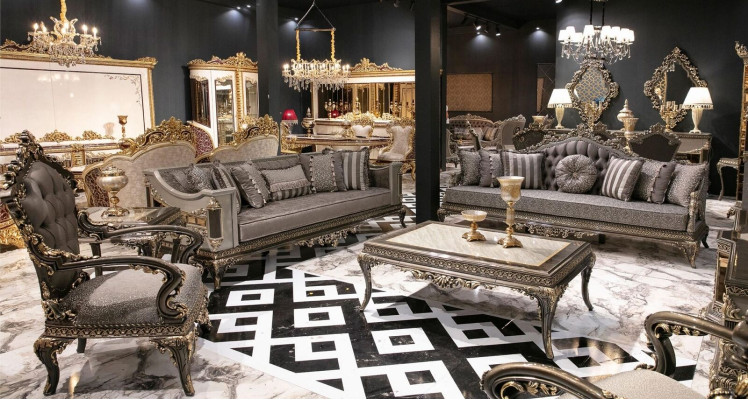 Classic Gray Chesterfield Sofa Set 3+3+1 Seater Coffee Table 4-piece