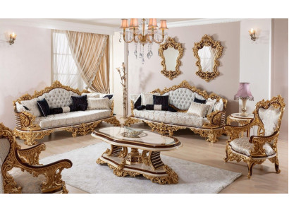 Classic White Chesterfield Sofa Set 3+3+1 Seater Coffee Table 4-piece Set