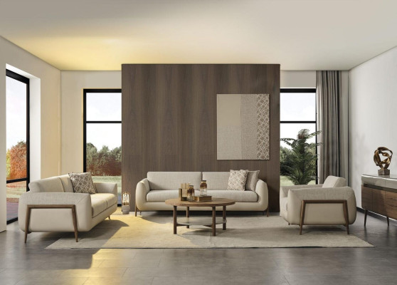 Complete Upholstered Sofa Set Couch Set Beige Fabric Fabric Sofa