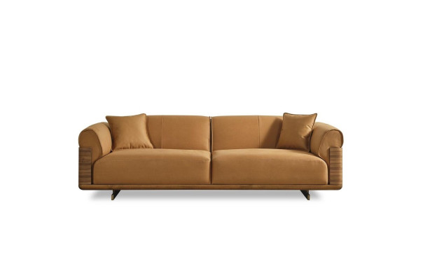 Sofa Set Complete Upholstered Sofa Brown Three-Seater Armchair Modern 3-Piece Set