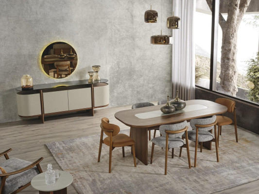 Dining room table dining table table dining area wood brown dining room 208 cm
