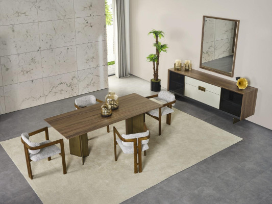 Dining Nook Dining Group Set Dining Table Set 9-piece Dining Room Brown Wood New