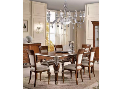 Classic Set Dining Table + 6x Chairs Set Tables Dining Room Group New