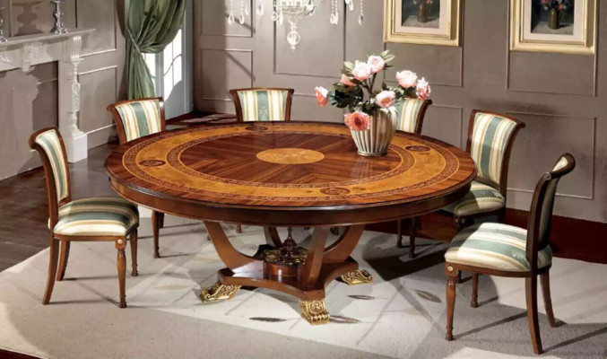 Round table wood tables classic style dining living room furniture brown new