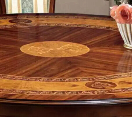 Round table wood tables classic style dining living room furniture brown new