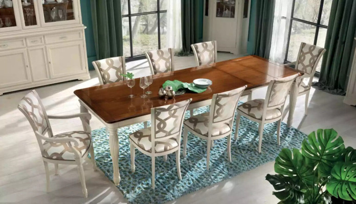 Dining room set table 8x chairs table set group set Italy wood