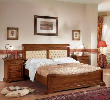 Bed Bed 2x Nightstands Wood Design Beds Bedroom 5-piece Sets