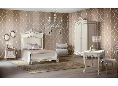 Bedroom set, modern style, bed, nightstand, desk, furniture, 4-piece set.