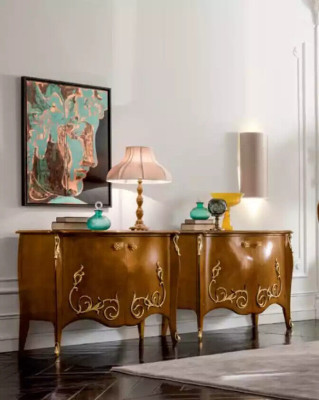 Dining table, dining room, brown dining set, classic table, 4x chairs, set of 6 pieces.