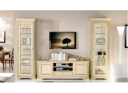 Italian living room wall unit 2x glass cabinet cupboard designer set 3-piece