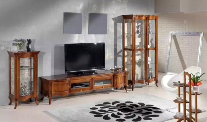 Italian style furniture living room 3-piece set classic 2x showcase brown