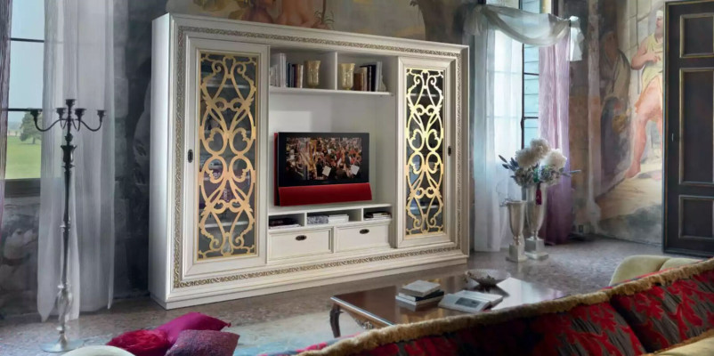 TV wall unit solid wood modern TV cabinet living room wall real wood new