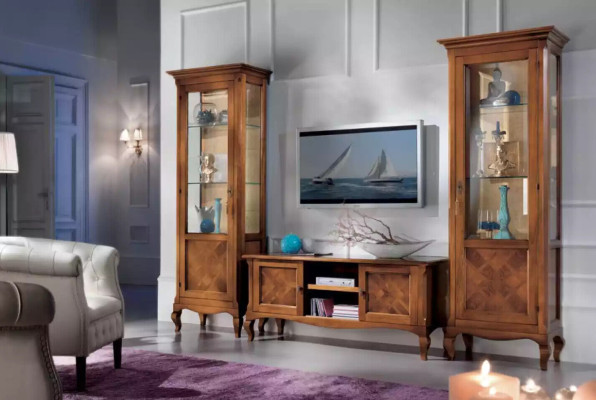 Living room TV stand 2x display cabinet 3-piece set. New living room furniture set designer