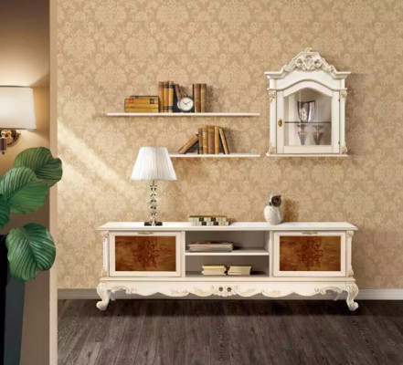 Wall unit shelves living room wood white wall display cabinet wall shelves Italy new