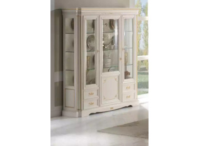 Classic display cabinet luxury white cupboard wood Italian style furniture glass