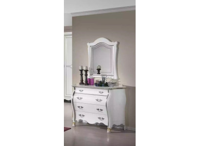 Complete wooden dresser with mirror classic furniture decoration 2-piece set