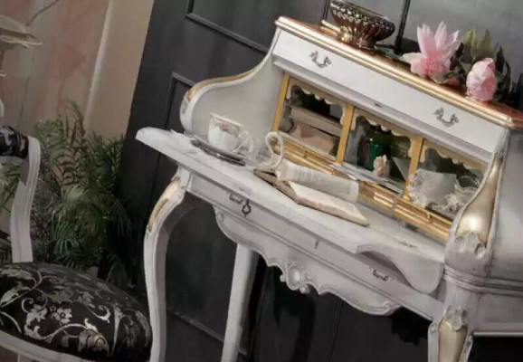 Makeup table white luxury console dresser wood classic design