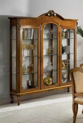 Classic display cabinet wood noble luxury glass cupboard wooden shelf display cabinets