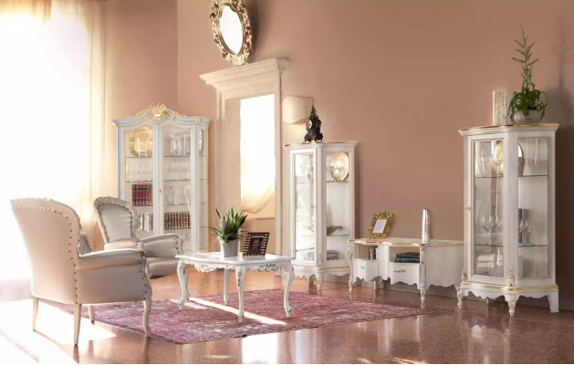 Classic quality white display cabinet luxury furniture new in living room shelf