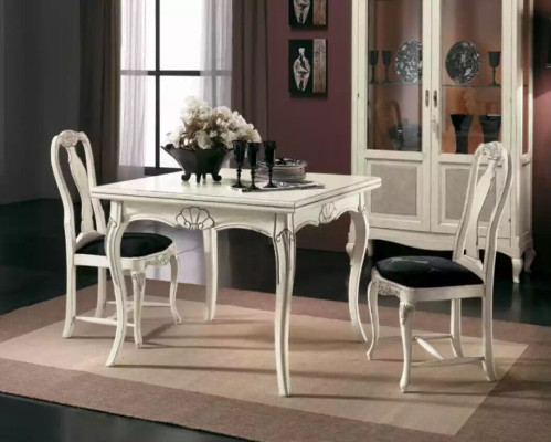 Dining set, 5-piece, white tables new, 4x chairs set