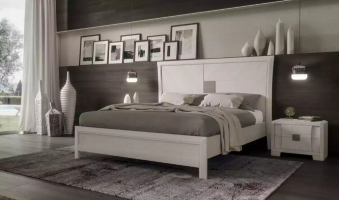Bed 2x Nightstands 3-piece Bedroom Set Design Modern Luxury Furniture