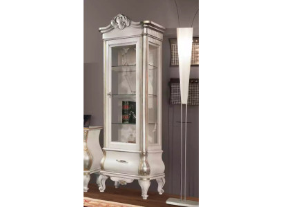 Luxurious wooden cabinet with glass classic white furniture cabinet showcases