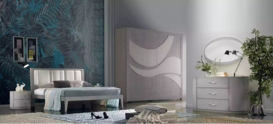 Bedroom bed, 2 bedside tables, wardrobe, dresser, luxury set, 5 pieces.