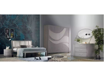 Bedroom bed, 2 bedside tables, wardrobe, dresser, luxury set, 5 pieces.