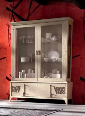 Luxury display cabinet 2 door wooden cabinet living room glass cabinets design furniture