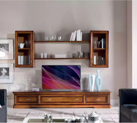 Classic living room wall unit wall shelves sideboard RTV brown lowboard