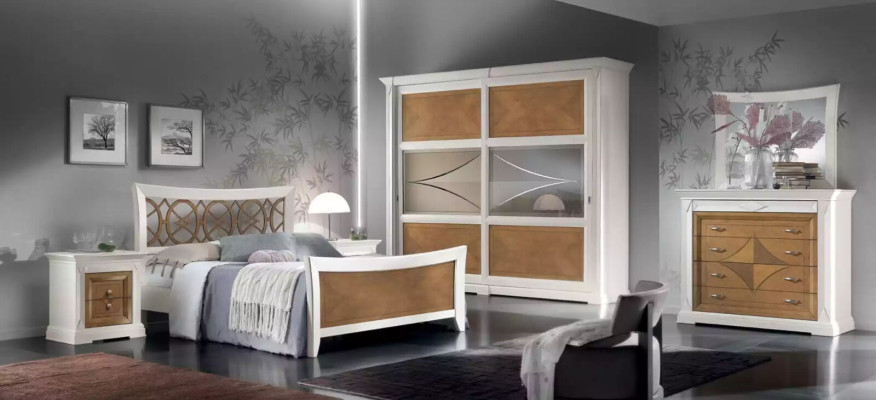 Dresser with mirror sideboards wooden dressers furniture 2-piece white Italy