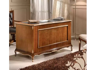 Desk brown wooden desk table drawers classic office furniture