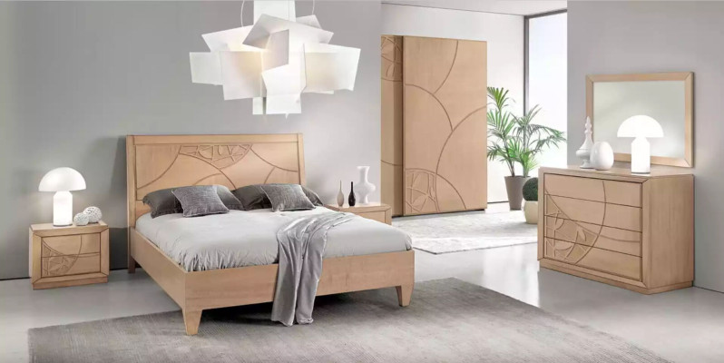 Design bedroom 3-piece set. Bed 2x nightstands modern luxury bed set