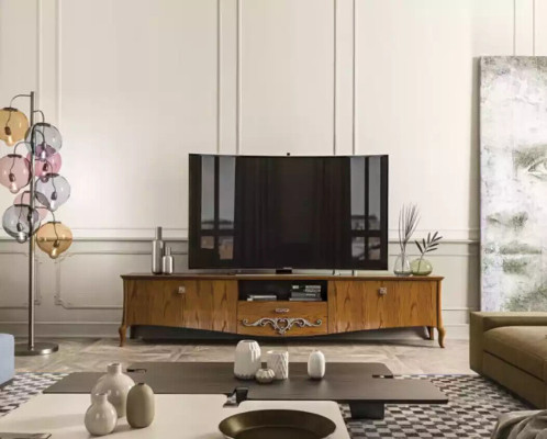 TV stand rtv living room design shelf brown wood lowboard Italian new