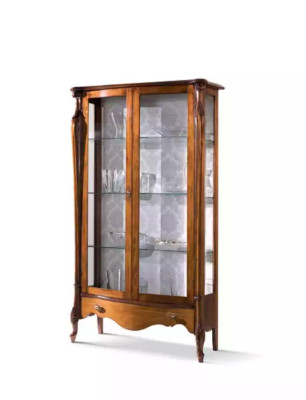 Classic glass display cabinet, wooden display case, luxury brown living room