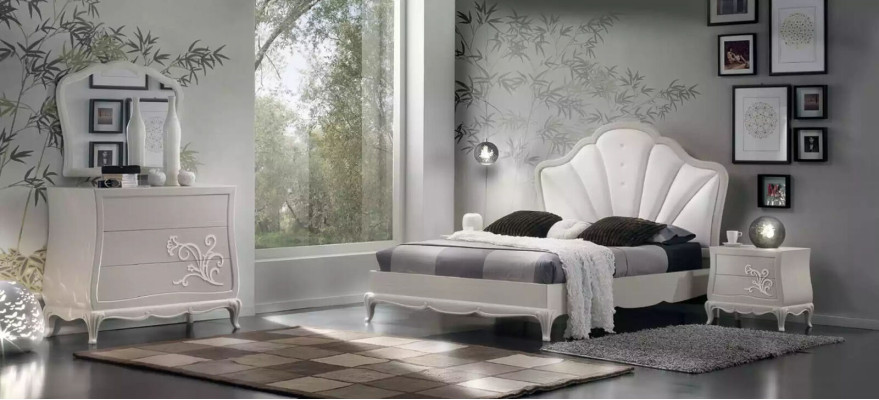 Luxury dresser with mirror, sideboards, console, wood, modern design, gray